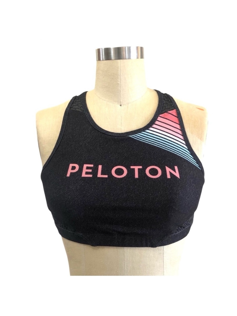 PELOTON Black Pink with Where it to Heart Women's Sports Bra Medium gym sporty
